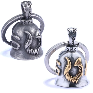 Silver and gold eagle wing USA motorcycle gremlin bells in vintage metal style