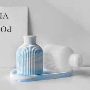 Silicone vase and tray mold set for DIY resin casting with marble texture design
