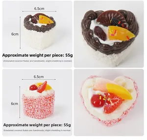 Detailansicht herzförmiger Mousse-Kuchen-Kühlschrankmagnet, Maße 6,5 cm und 55 g Gewicht