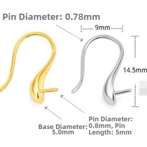 Detailed specs of S925 silver earring hooks for DIY jewelry making with dimensions