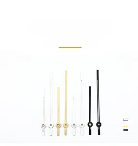 Minimalist metal clock hands in various lengths and colors for wall clocks and alarms