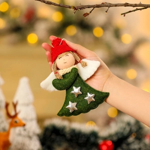 Handheld felt angel ornament with silver star and sequins for Christmas tree decoration
