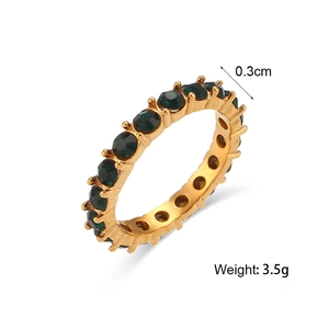 18K gold plated stainless steel eternity ring with 0.3cm micro-set green zircons