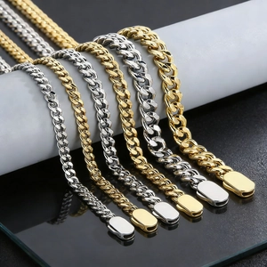 Cuban Link Chain Necklace Stainless Steel Hip Hop Punk Minimalist Heavy Link Jewelry For Men And Women Gold Silver Color
