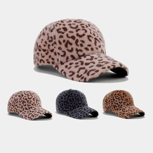 Casquette De Baseball En Fausse Fourrure À Imprimé Léopard Chaude Bonnet D'Hiver En Peluche Réglable