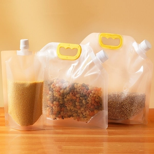 Sacchetto Per La Conservazione Dei Cereali In Plastica Trasparente Con Beccuccio E Maniglia Per L'organizzazione Della Cucina