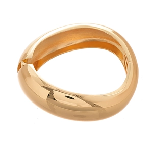Minimalist wide gold-plated irregular twisted geometric metal open cuff bangle for women