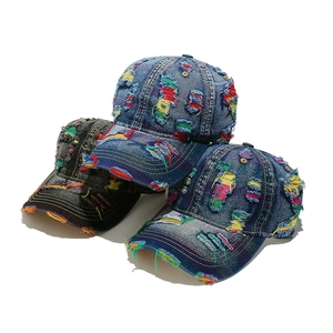 Cappello Da Baseball In Denim Di Cotone Lavato Con Patchwork Colorato Stile Streetwear Retro Regolabile
