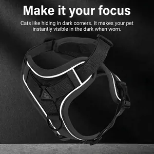 Reflective breathable mesh cat harness with adjustable straps and safety buckle for small dogs