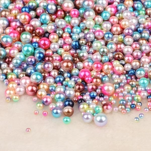 Colorful iridescent faux pearl beads in mixed 4-10mm sizes for DIY jewelry crafts