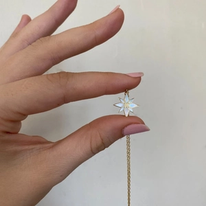 Golden 18K gold-plated titanium necklace with a natural abalone shell star pendant