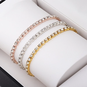 Classic tennis bracelet set in rose gold, silver, and gold with sparkling cubic zirconia stones