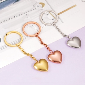 Heart Shape Photo Locket Keychain 316L Stainless Steel Openable Memorial Keepsake Mirror Polished