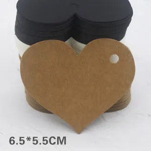 Heart Shaped Gift Tags Kraft Paper Cardboard Blank Pre Punched Hole DIY Jewelry Packaging Party Favor Wedding Rustic