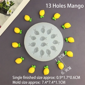 13-cavity mango silicone mold for resin art and cake fondant with 1.7cm mini fruits