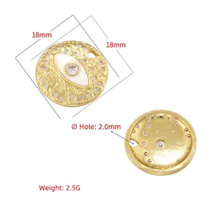 Colorful evil eye charms in gold plating with white enamel and sparkling zircon accents