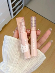 Detailed view of Cappuvini Bubbly Bear lip glaze with cute pink glossy packaging