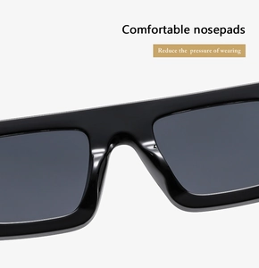 Close-up of integrated nose pads on black fashion sunglasses for comfortable wear