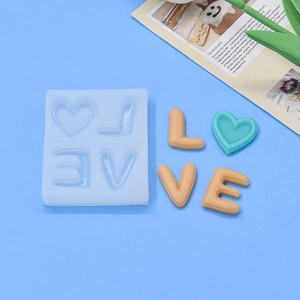 Silicone mold for LOVE letters and heart shape for DIY cake baking and crafts