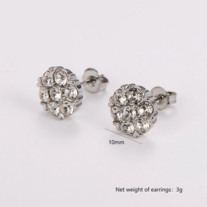 Plum Blossom Flower Stud Earrings Stainless Steel With Sparkling Rhinestone Inlaid Minimalist Jewelry For Women