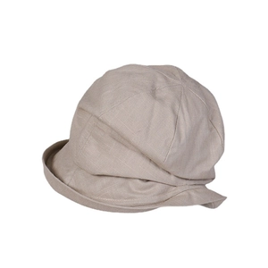 Breathable Japanese style beige linen bucket sun hat for women's summer outdoor travel