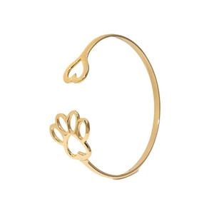 Verstellbarer goldener Edelstahl-Armreif mit Herz- und Katzenpfoten-Ausschnittdesign