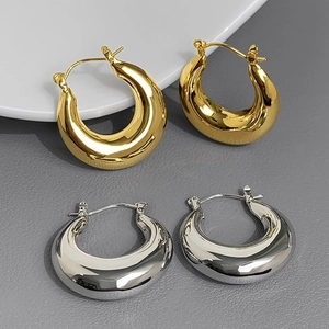 Créoles Épaisses Haute Polissage Géométrique Larme Minimaliste Cuivre Bijoux De Mode Pour Femmes