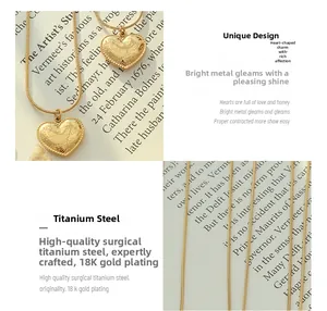 Detail view of 18K gold plated heart pendant necklace with I love you engraving