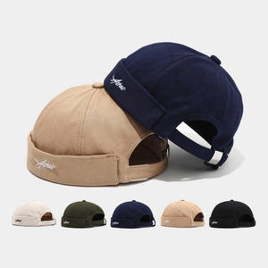 Retro Docker Cap Miki Hat Brimless Beanie Cotton Twill Adjustable Metal Buckle Letter Embroidery Streetwear Unisex