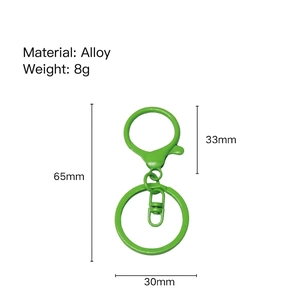 Green metal lobster clasp keychain hook with dimensions 65mm by 30mm for DIY crafts