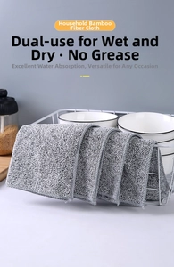 Close-up of thick bamboo fiber kitchen cleaning cloths on a drying rack