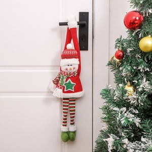 Christmas snowman plush door handle hanger decoration for home holiday festive scenes