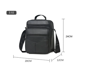 Vertical leather shoulder bag dimensions showing height 24cm width 20cm and depth 12cm