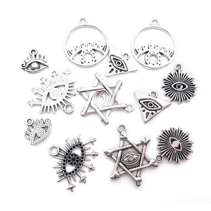 Silver alloy Eye of Horus and star pendants set for DIY necklace making projects