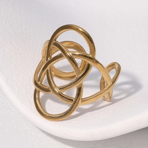 Irregular multi-layered 18k gold plated stainless steel ring with minimalist design
