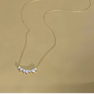S925 sterling silver 18K gold smile necklace with seven sparkling zircon stones