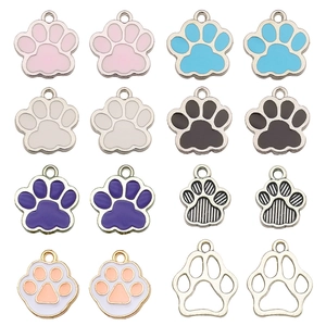 Cute Animal Paw Print Enamel Alloy Charms Pendants For DIY Jewelry Making Bracelet Necklace Keychain Accessories Colorful Design