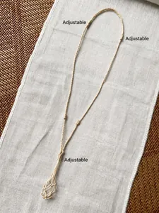 Cordon en coton beige tissé main avec filet réglable pour porter cristaux ou pierres