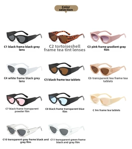 Detailed grid view showcasing 11 color variations of cat-eye retro punk sunglasses