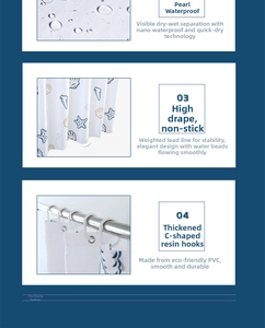 Detail of waterproof shell pattern fabric with lead weighted hem and durable C-shaped hooks
