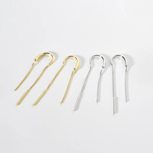 Elegant S925 sterling silver drop tassel earrings in gold and silver finishes