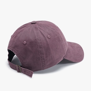 Deep purple vintage washed cotton baseball cap with adjustable metal buckle back view