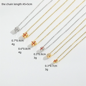 Minimalist gold and silver necklaces with geometric rings and pave crystals in 45cm length