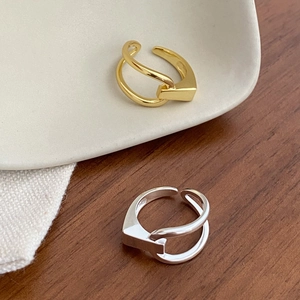 Minimalist S925 sterling silver geometric open rings in gold and silver finishes