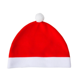 Chapeau de Noël classique rouge et blanc en tissu brossé pour décors festifs et fêtes