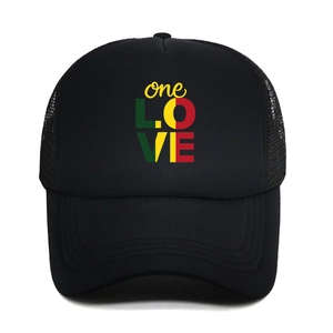 One Love Printed Trucker Hat Polyester Breathable Mesh Baseball Cap Sun Protection Reggae Style For Men Women