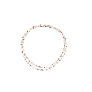 Rose gold layered heart anklet with sparkling rhinestones on a clean white background