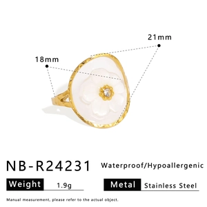 Detail view of flower ring dimensions and stainless steel material specifications