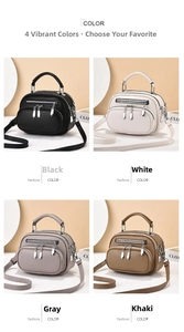 Detailed comparison of four color options for the multi-layer pebbled leather crossbody bag