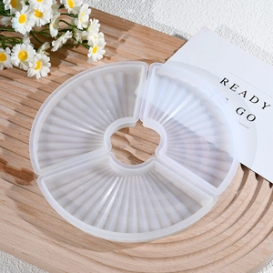 Fan-shaped silicone resin mold set for DIY heat-resistant coaster with radial texture